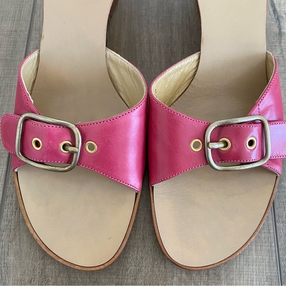 Coach Women's Traci Kerala Calf Fuchsia Pink Leather Wedge Sandals 8 Slides Y2K - Picture 5 of 9